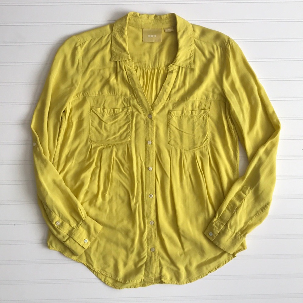 MAEVE button down lime green/yellow blouse